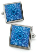 Cufflinks Chrysanthemum Blue