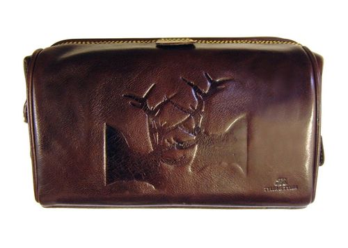 Trousse de toilette en cuir, Tyler and Tyler, marron, RUT