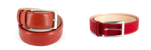 Ceinture cuir, Serpent rouge, 35mm bords surpiqués et poney rouge