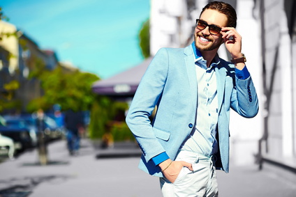 Handsome stylish man in casual suit hipster cloth in the street_84202225_XS